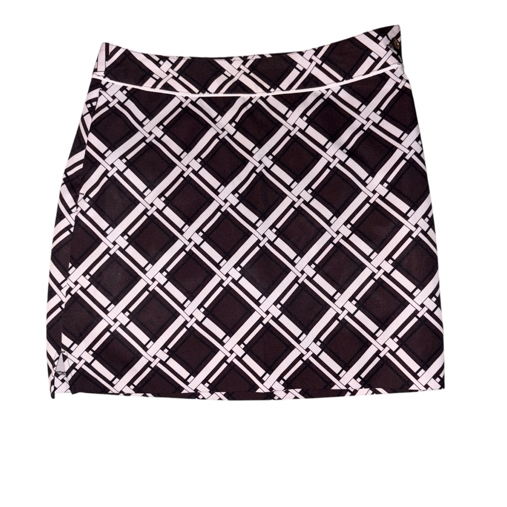 EP Pro Brown Cream Golf Skort Side Zip Button Closure 8